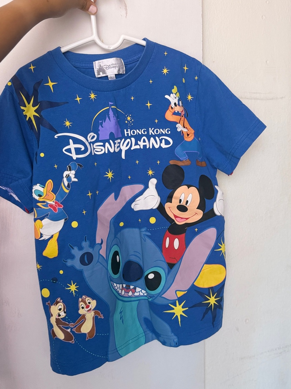 Disney Blue Kids T-Shirt Hong Kong Disneyland Characters Print